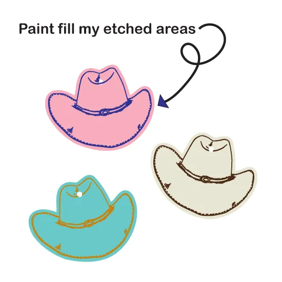 © 40mm Etched Cowgirl Hat - 3 pair set