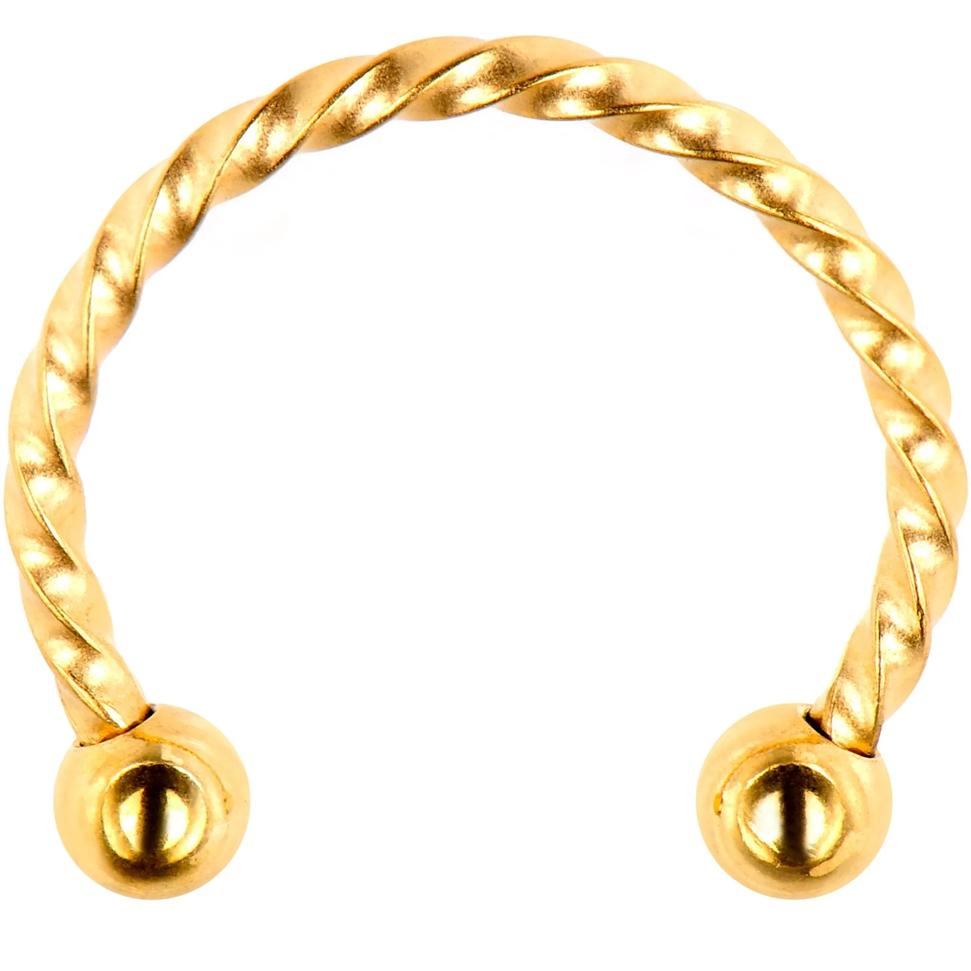 16 Gauge 1/2 Gold Tone Seriously Twisted Horseshoe Circular Barbell