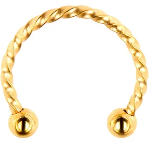 16 Gauge 1/2 Gold Tone Seriously Twisted Horseshoe Circular Barbell