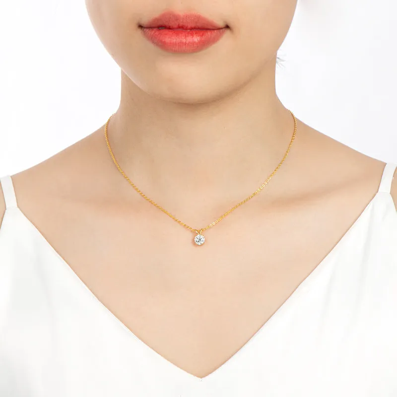 1CT Classic Brilliant Round Moissanite Pendant Necklace