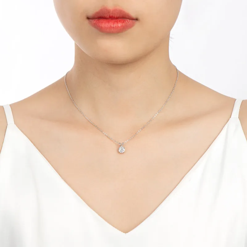 1CT Classic Brilliant Round Moissanite Pendant Necklace