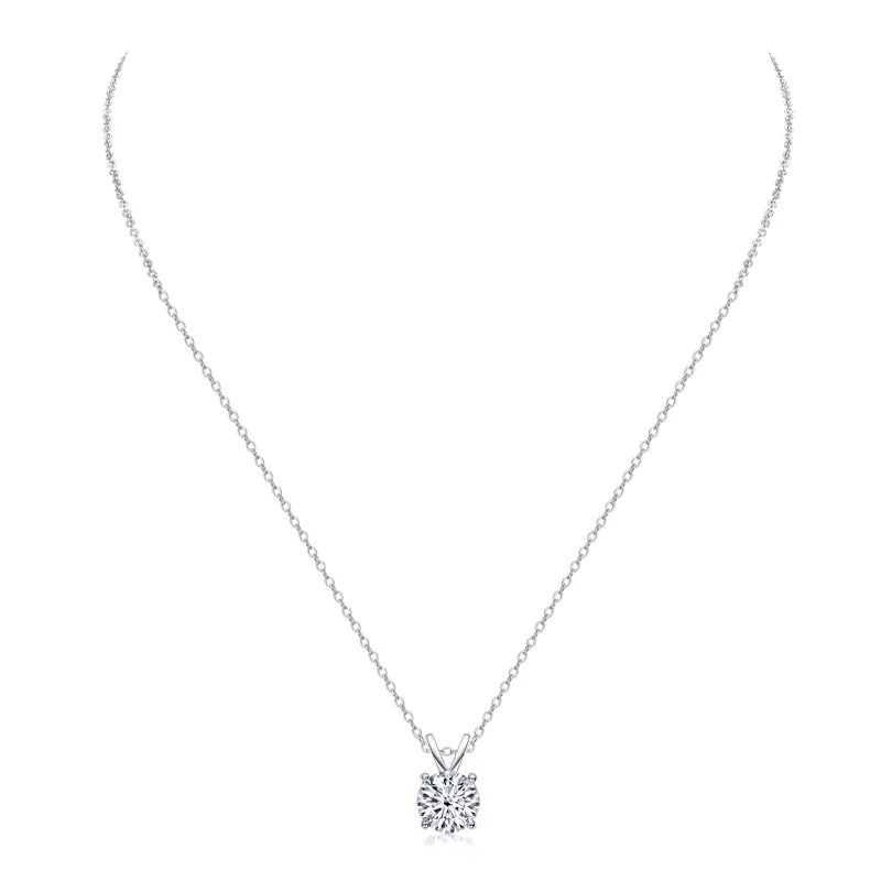 1CT Classic Brilliant Round Moissanite Pendant Necklace
