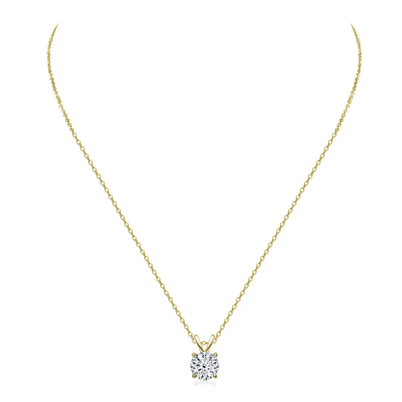 1CT Classic Brilliant Round Moissanite Pendant Necklace