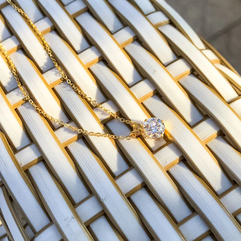 1CT Classic Brilliant Round Moissanite Pendant Necklace