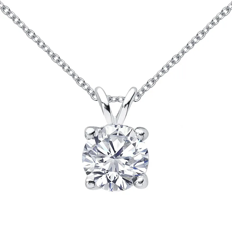 1CT Classic Brilliant Round Moissanite Pendant Necklace