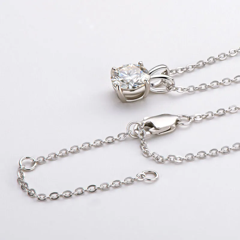 1CT Classic Brilliant Round Moissanite Pendant Necklace