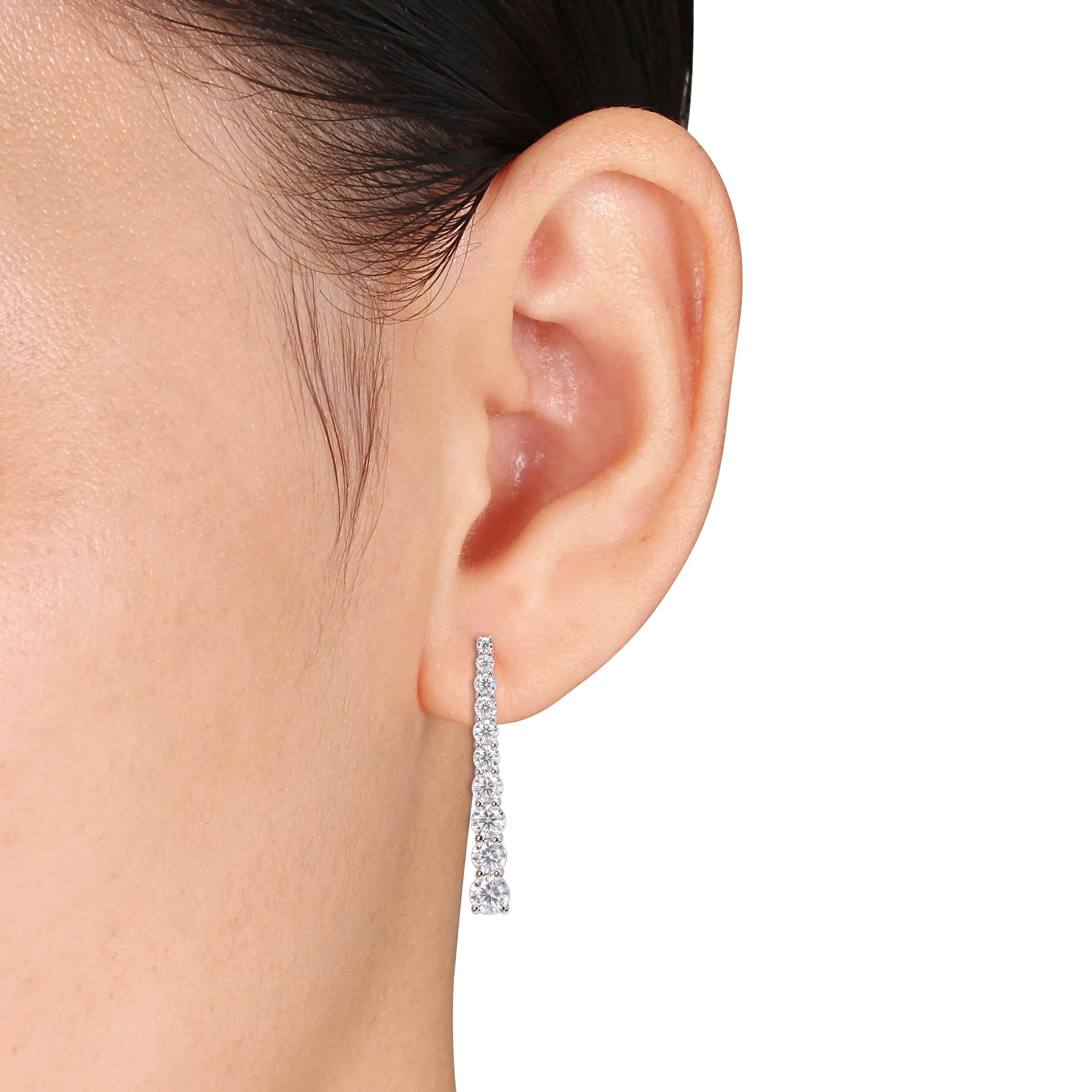2 3/4 CT DEW Created Moissanite-White Fashion Post Earrings Silver