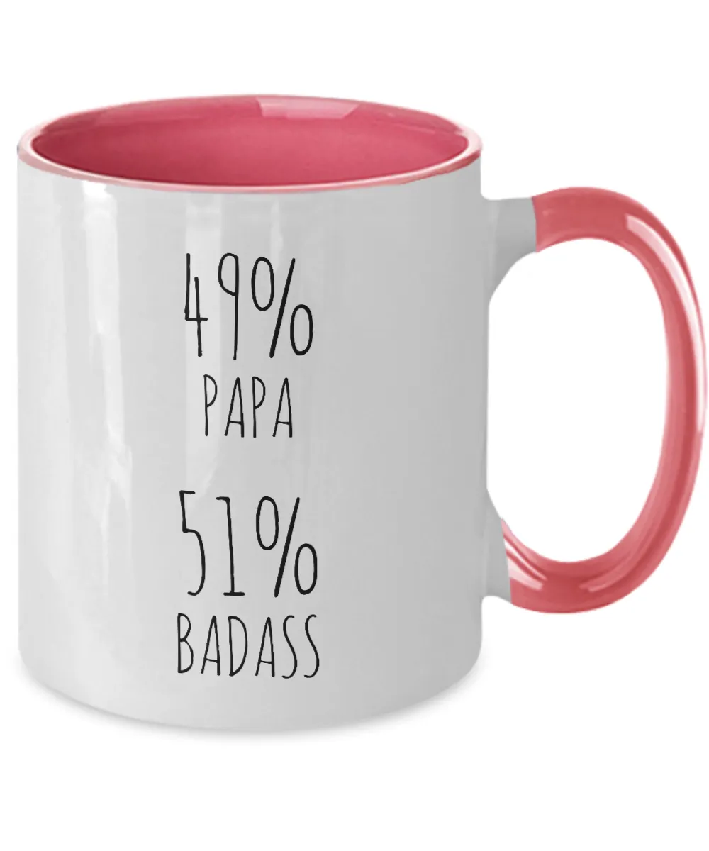49% Papa 51% Badass Two-Tone Mug Coffee Cup Funny Gift