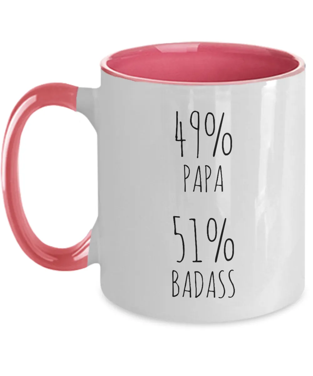 49% Papa 51% Badass Two-Tone Mug Coffee Cup Funny Gift