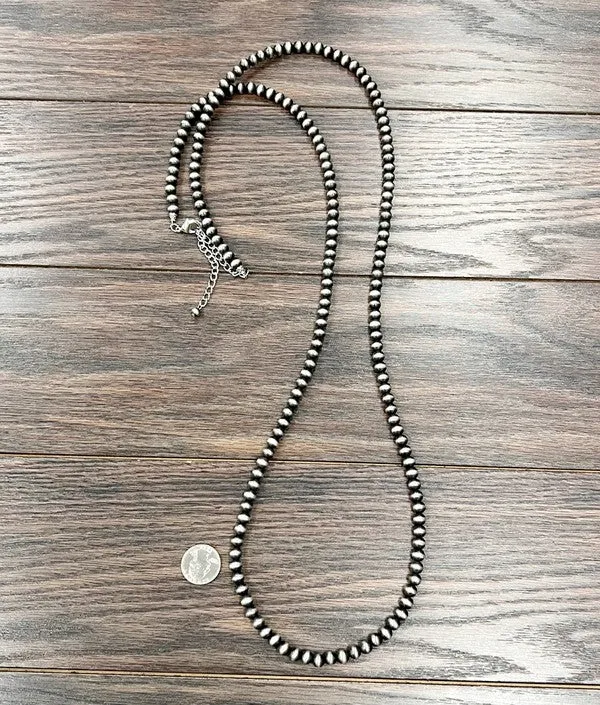 8mm Fashion Silver Navajo Pearl Necklace - 50"