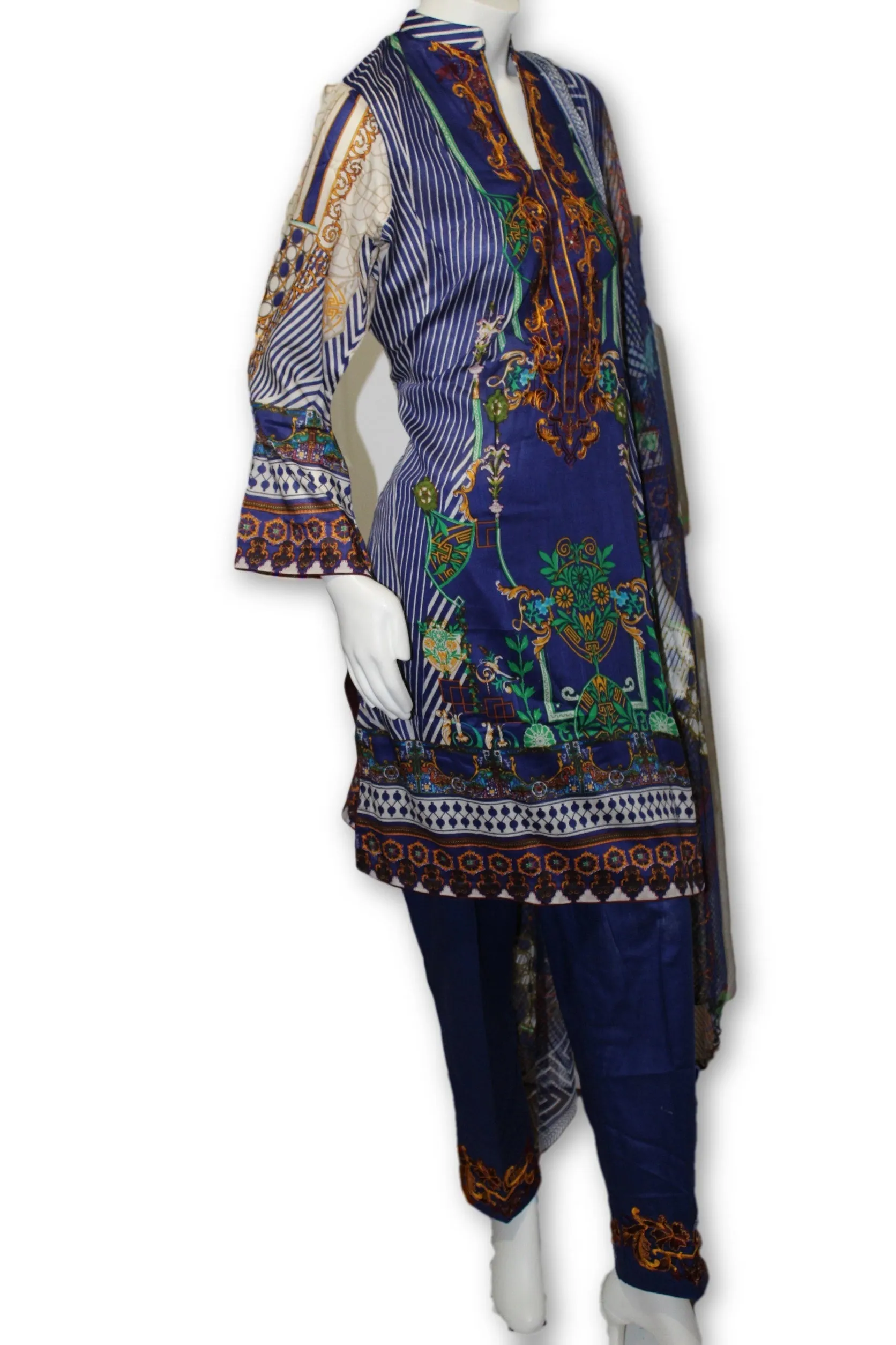 A06 Pakistani Indian Fine Design 3 Pcs Embroidered  Lawn Suit