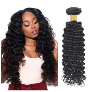 affordable hair Deep Wave 10-14 inches Natural Black Bundle 100% Human Hair