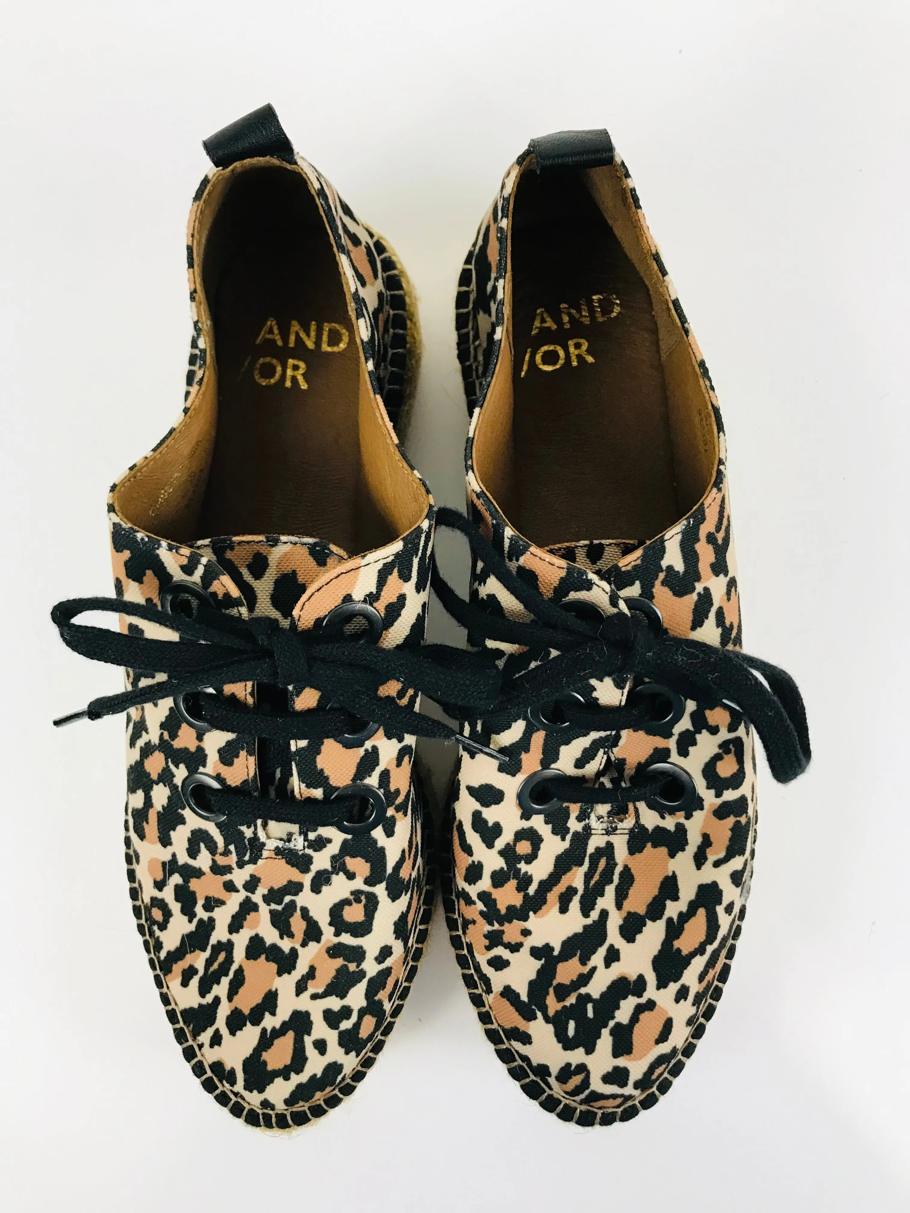 And/Or Women's Leopard Print Espadrilles Platform Trainers | EU39 UK6 | Multicoloured