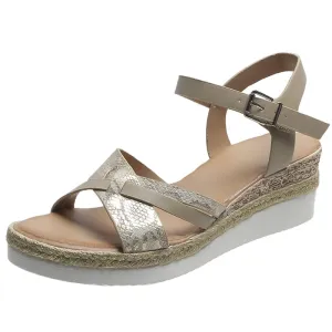 Ankle Buckle Women's Wedge Sandals 2023 Summer Plus Size Platform Sandles Women Casual Non Slip Beach Sandalias Female