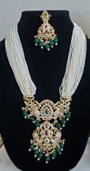 Anusha Ch Heavy Long CZ Peacock Maala