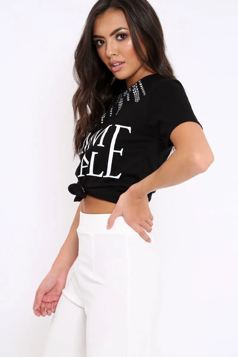 Black Femme Fatale Slogan T-shirt - Sienna