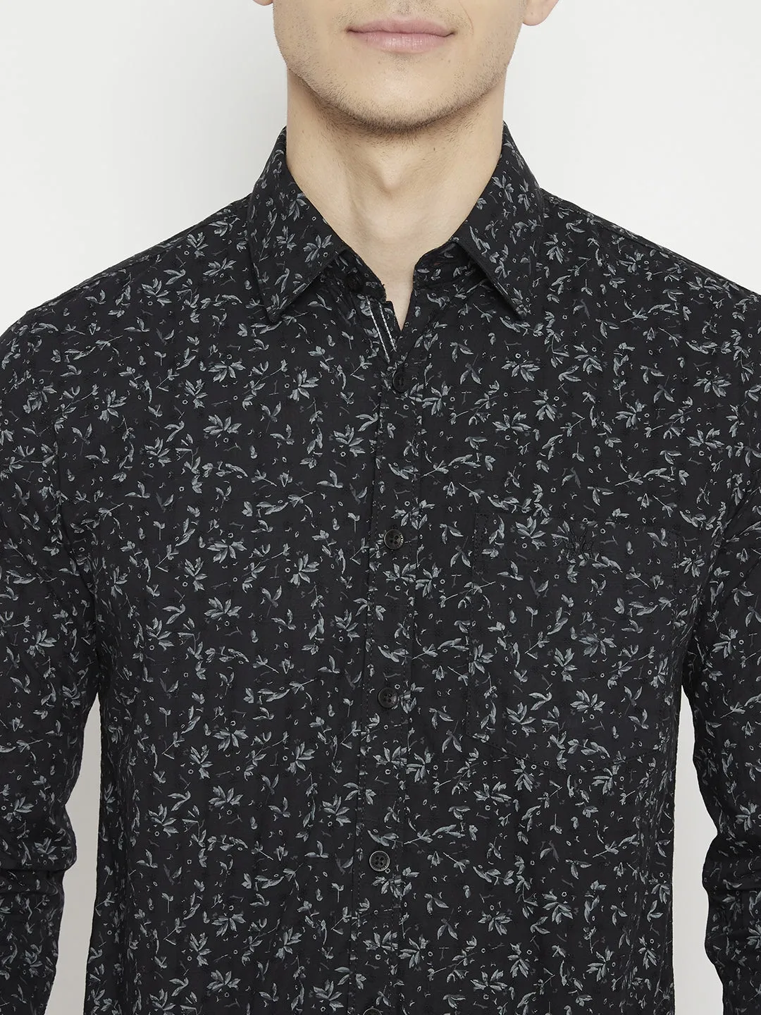 Black Printed Slim Fit shirt