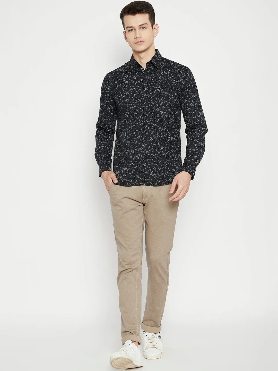 Black Printed Slim Fit shirt
