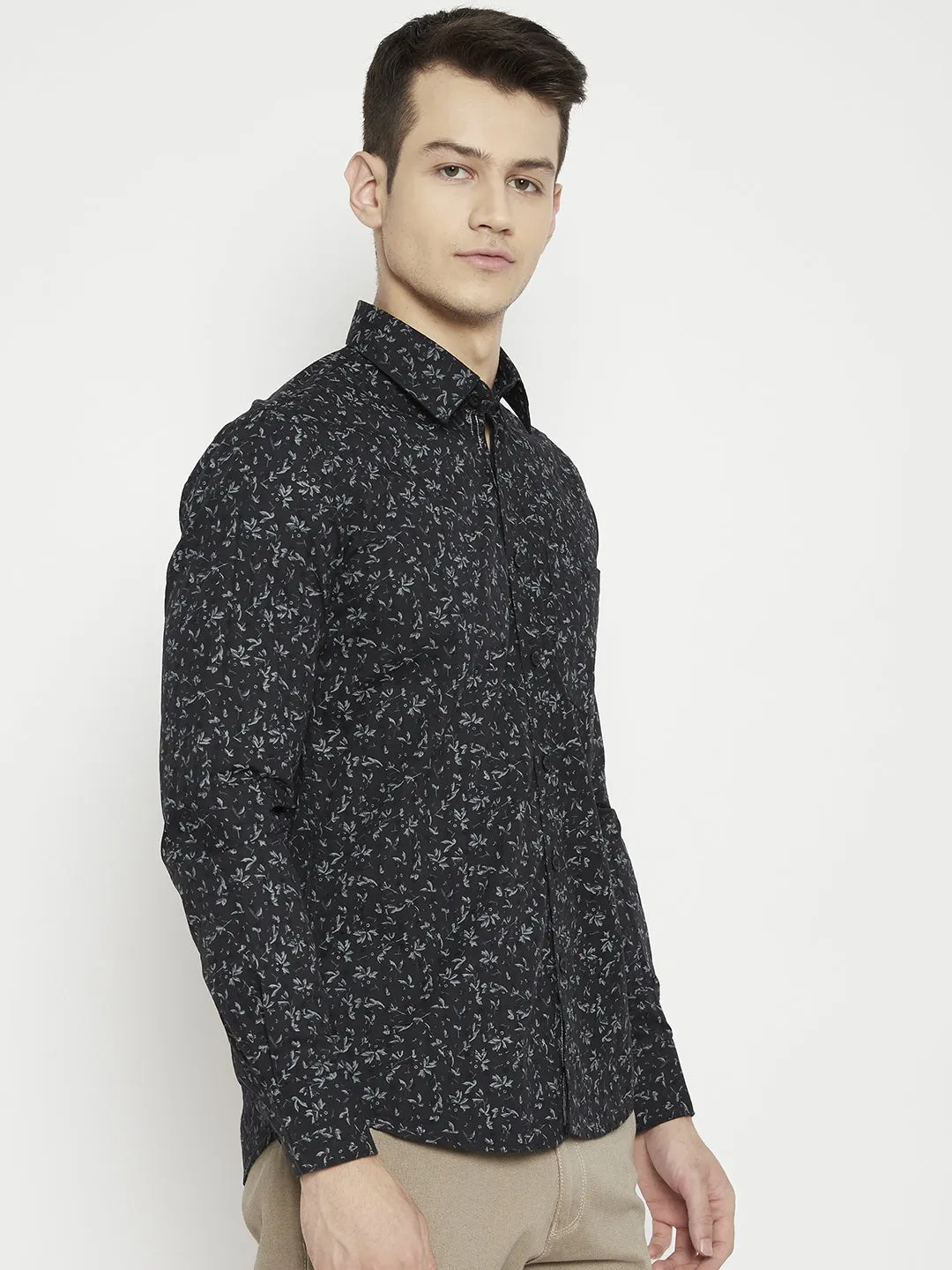 Black Printed Slim Fit shirt