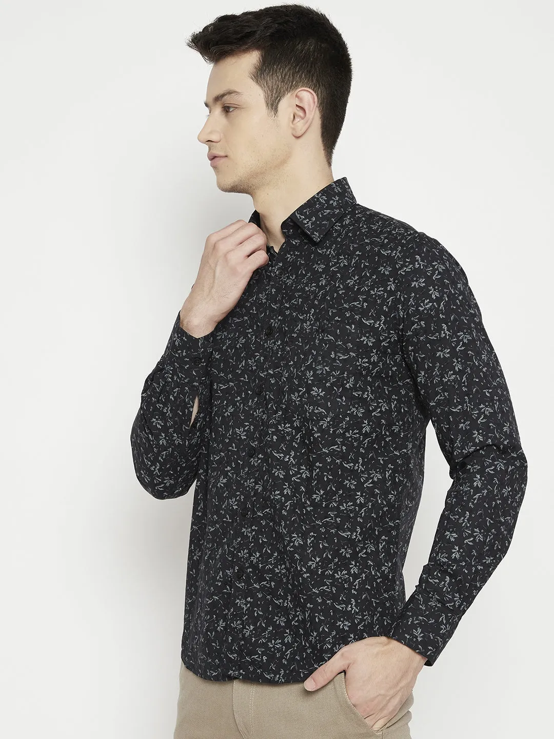 Black Printed Slim Fit shirt
