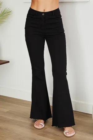 Black Twill Denim High Waist Flare Bell Italian Pants 1/15/25 9529
