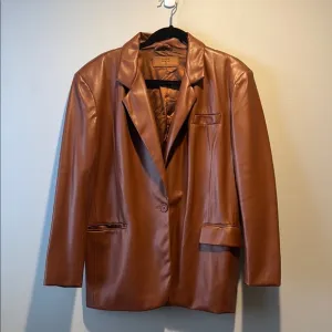 BLANKNYC Brown Faux Leather Blazer