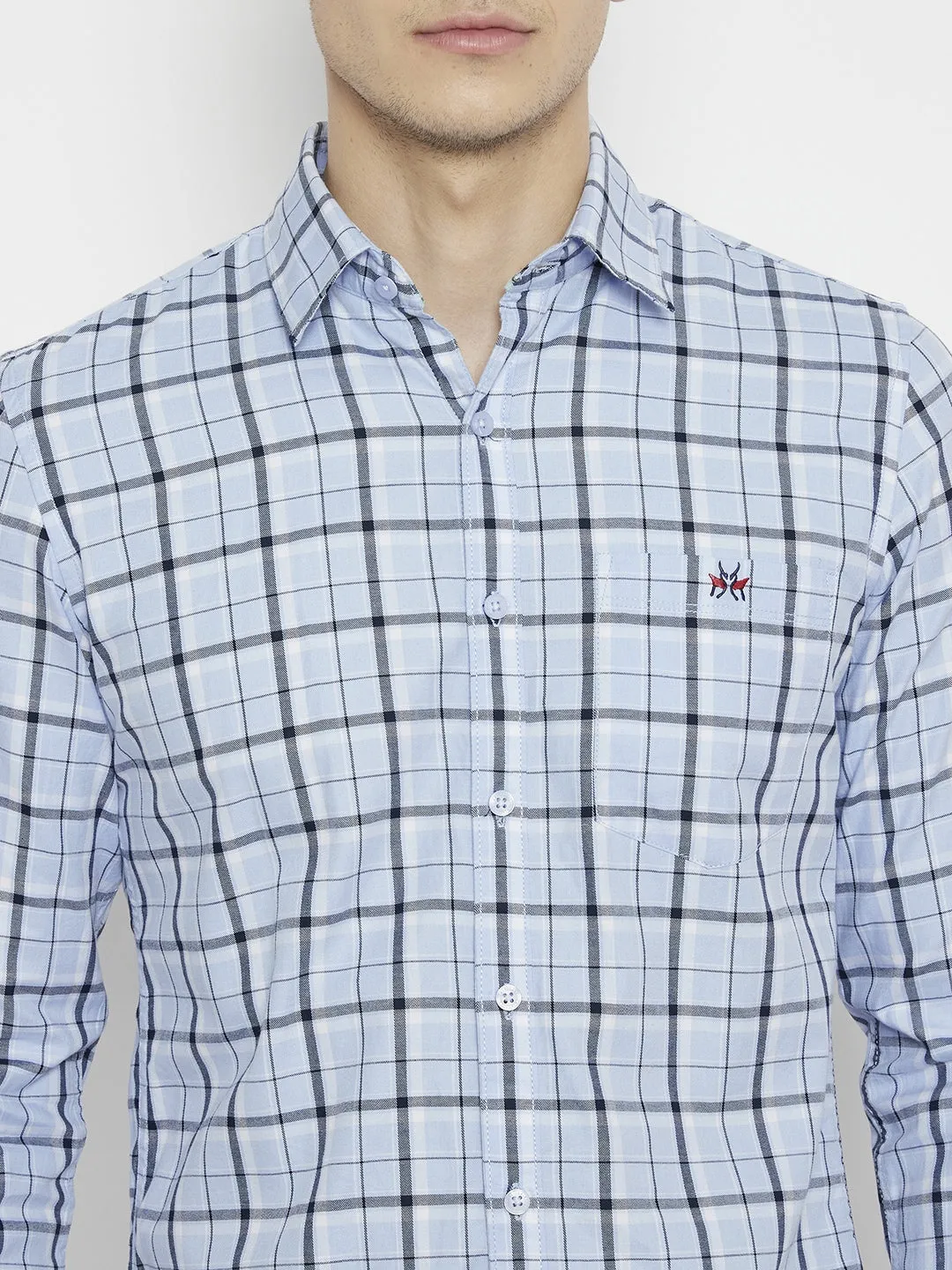 Blue Checked Slim Fit shirt