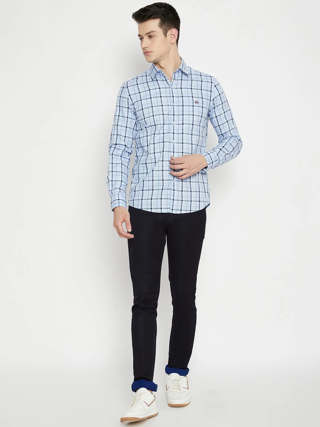 Blue Checked Slim Fit shirt