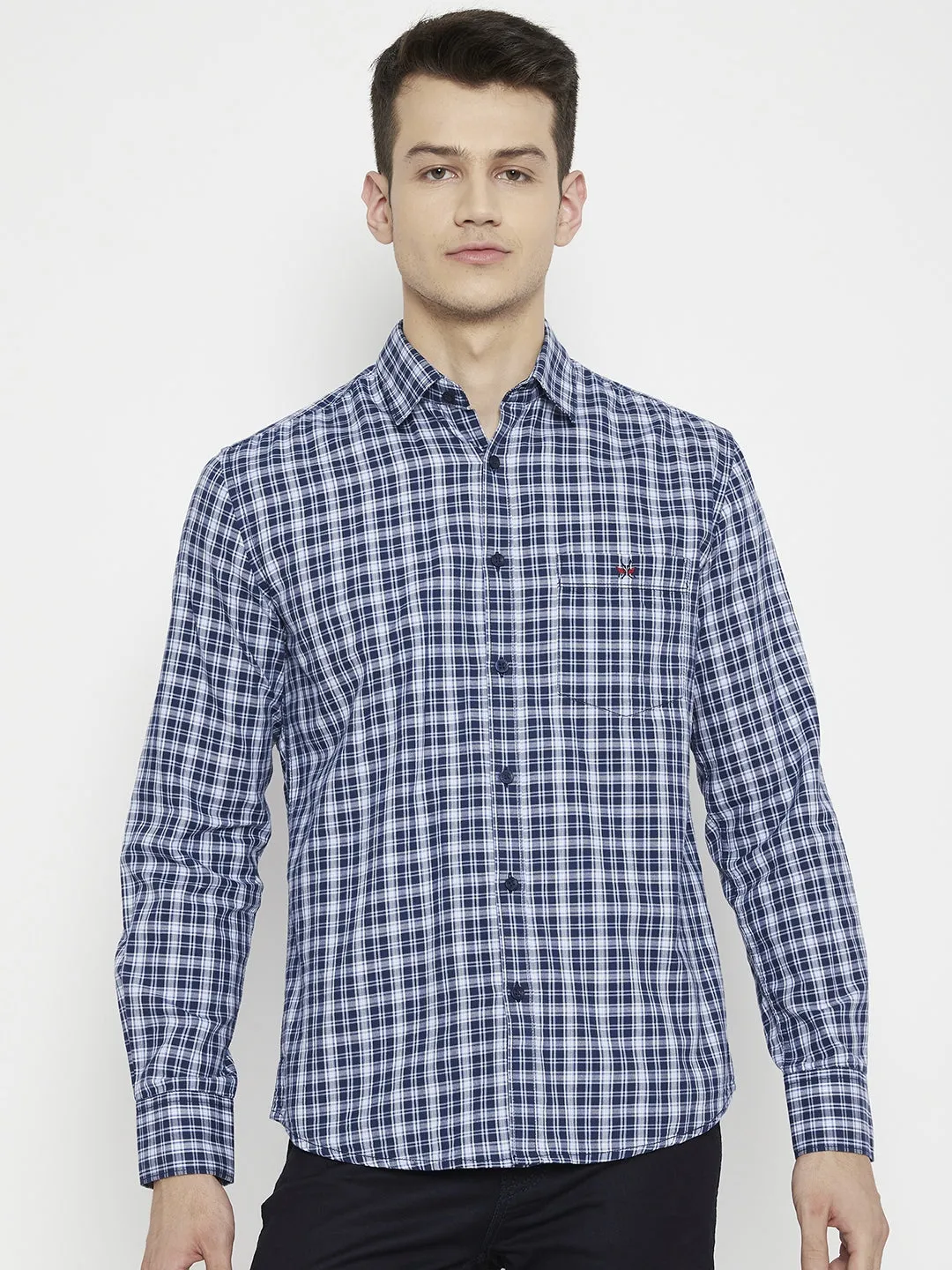 Blue Checked Slim Fit shirt