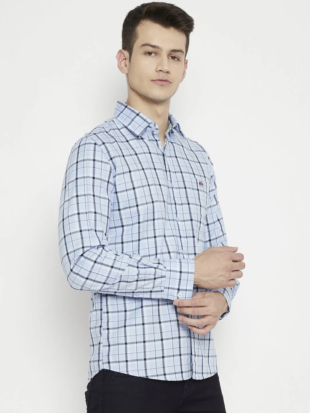 Blue Checked Slim Fit shirt
