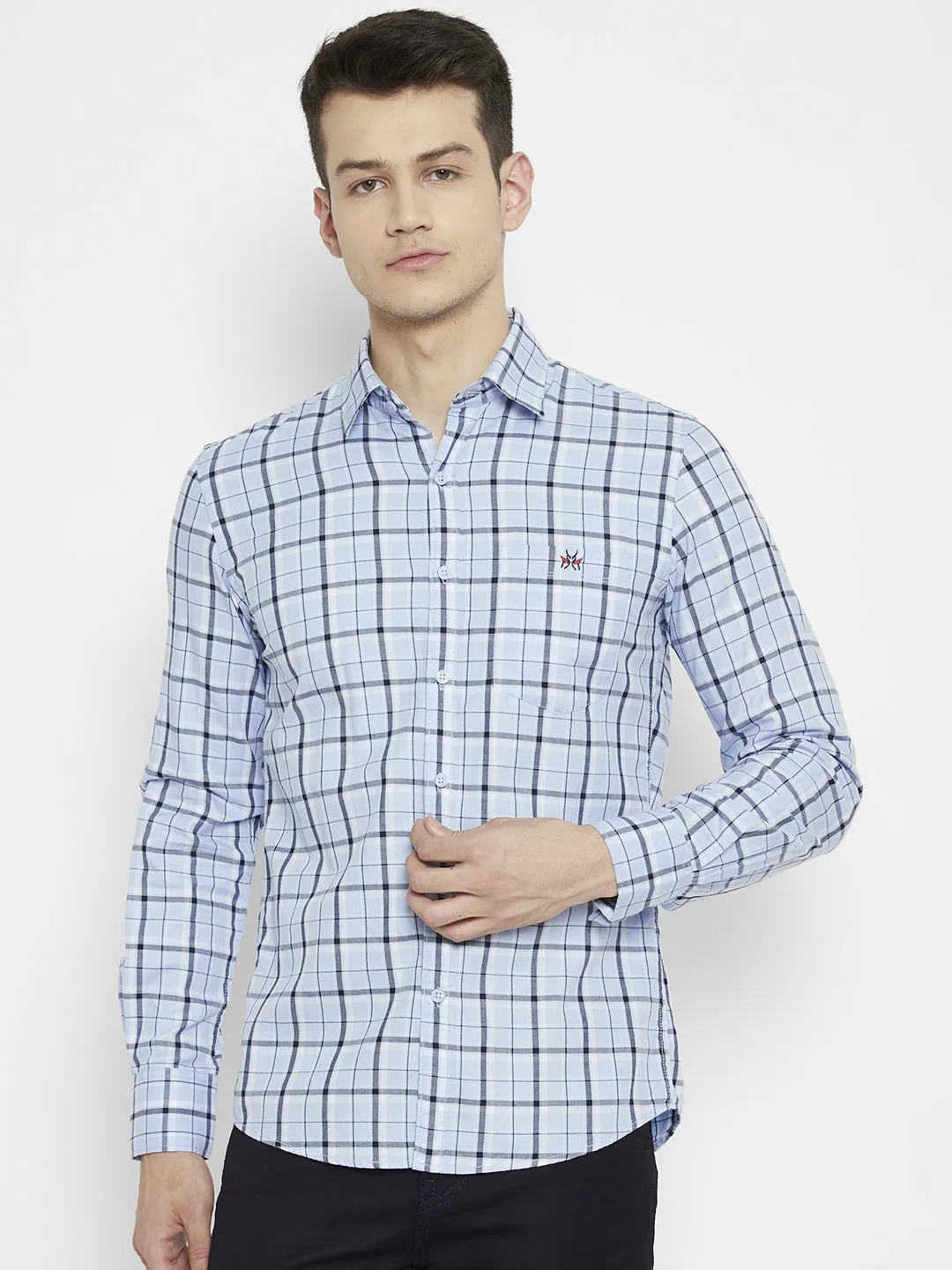Blue Checked Slim Fit shirt
