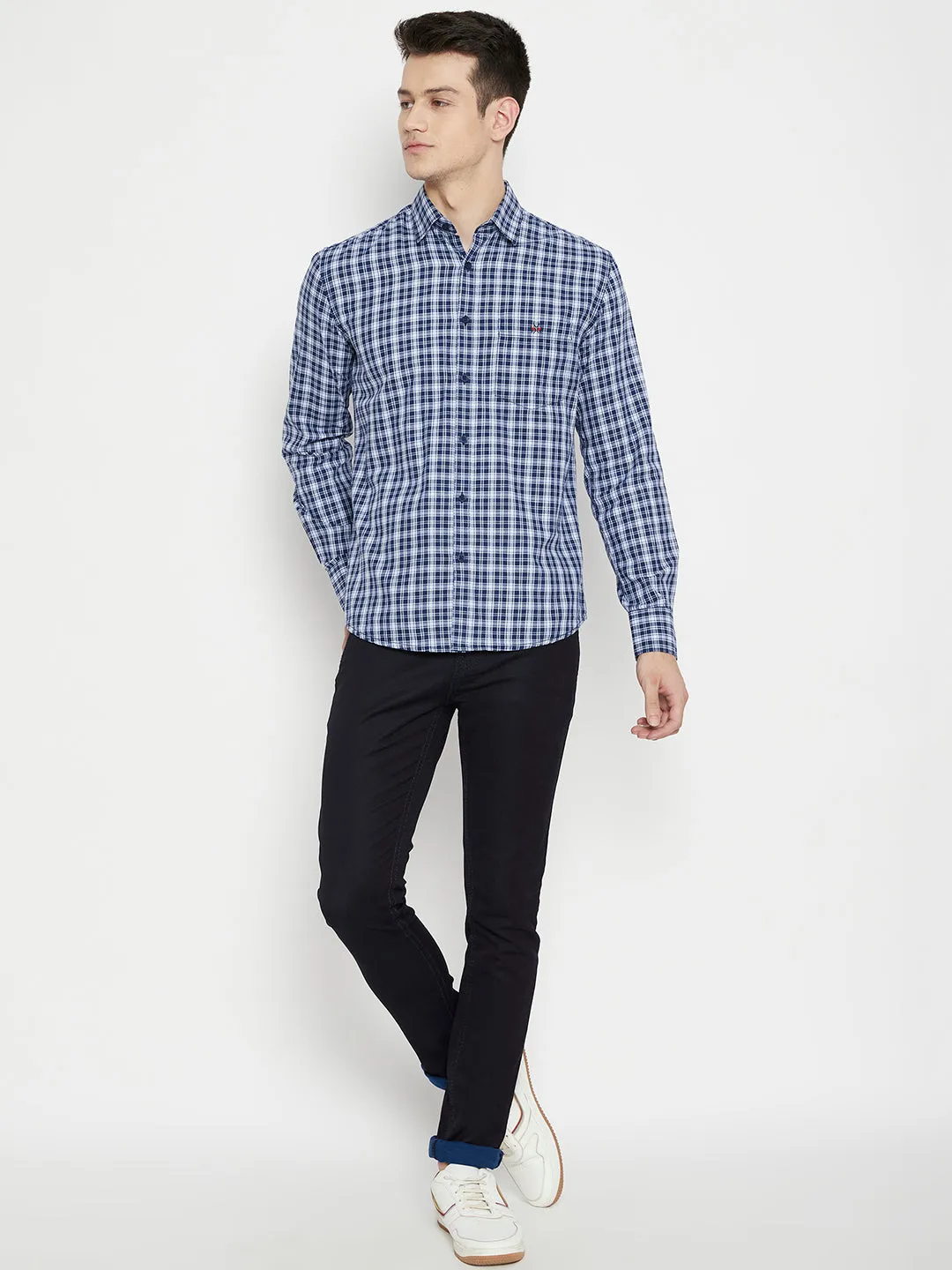 Blue Checked Slim Fit shirt