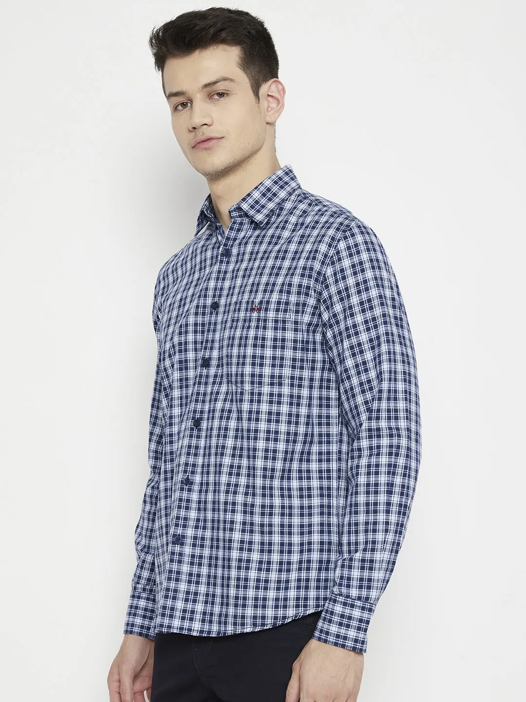 Blue Checked Slim Fit shirt