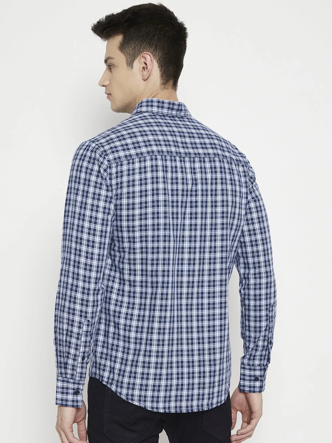 Blue Checked Slim Fit shirt