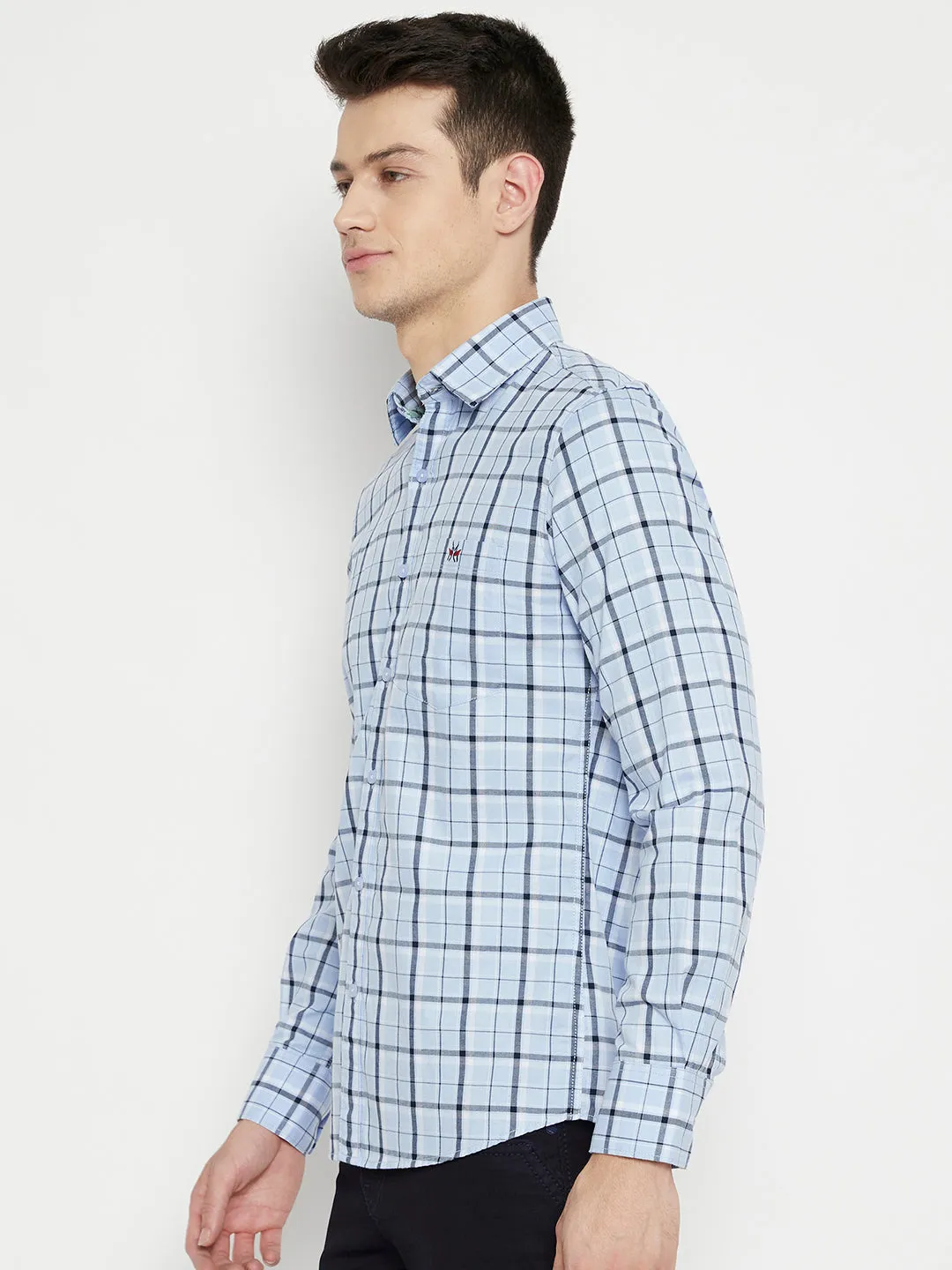 Blue Checked Slim Fit shirt