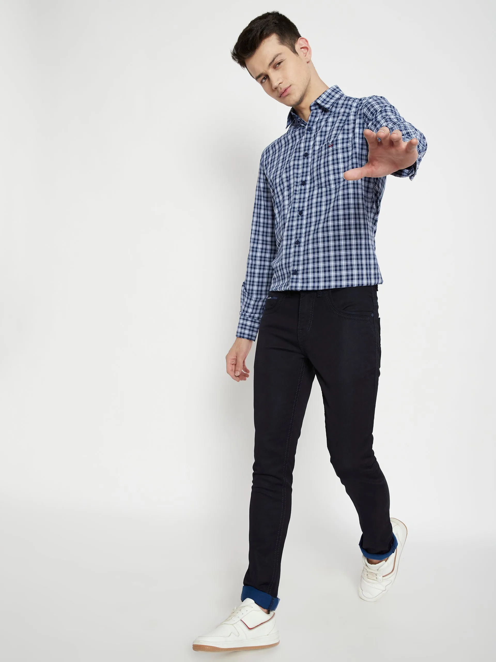 Blue Checked Slim Fit shirt