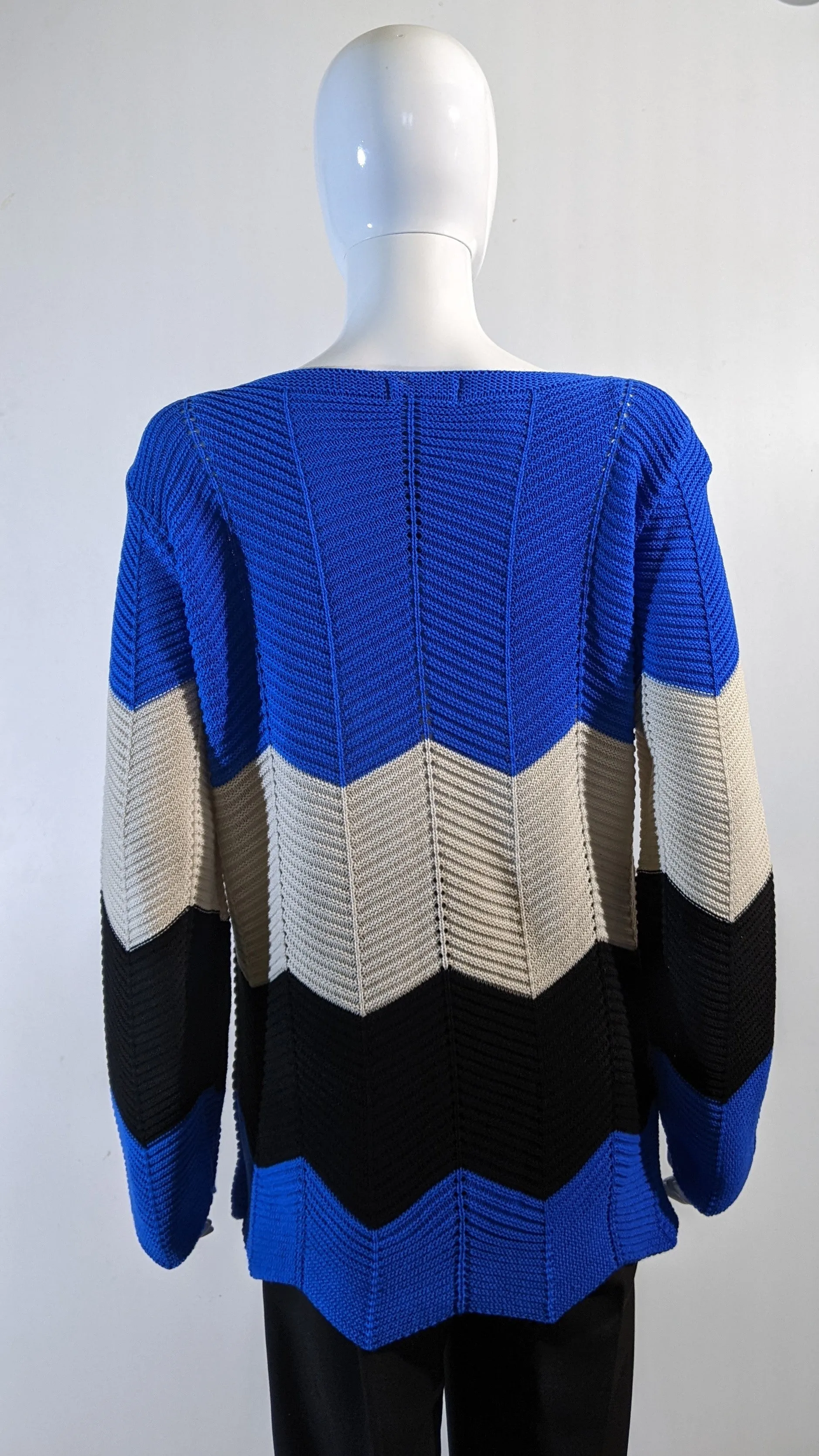 Blue Colour Block Design Knitted Jumper