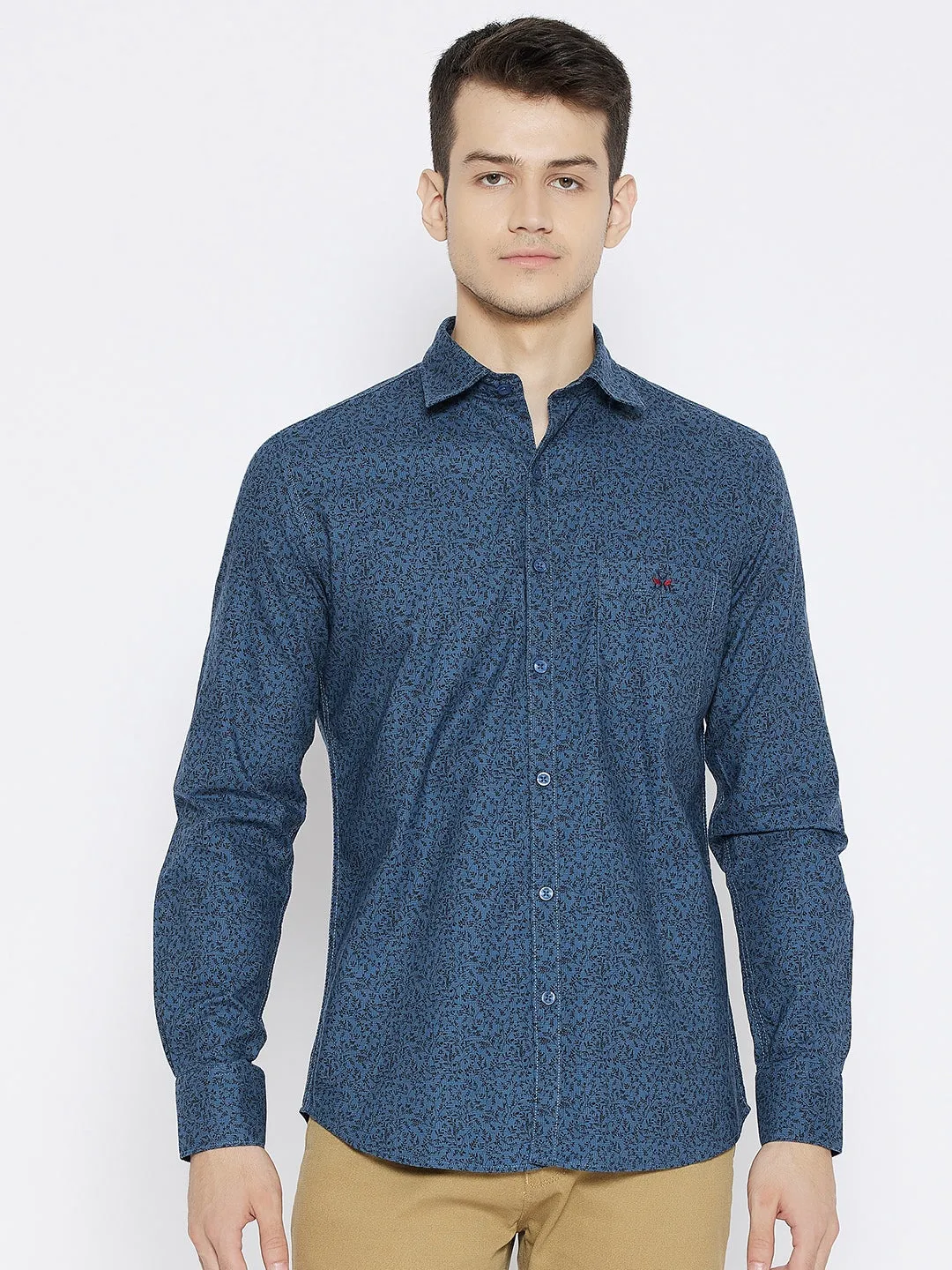 Blue Printed Slim Fit shirt