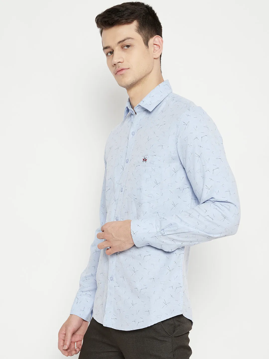 Blue Printed Slim Fit shirt