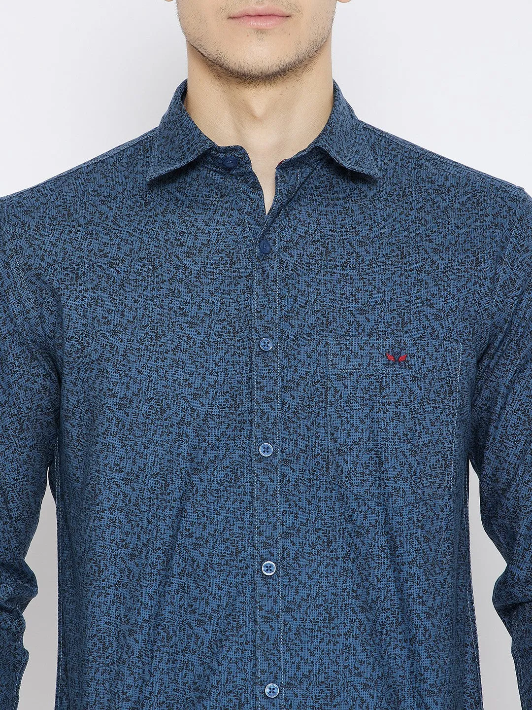 Blue Printed Slim Fit shirt