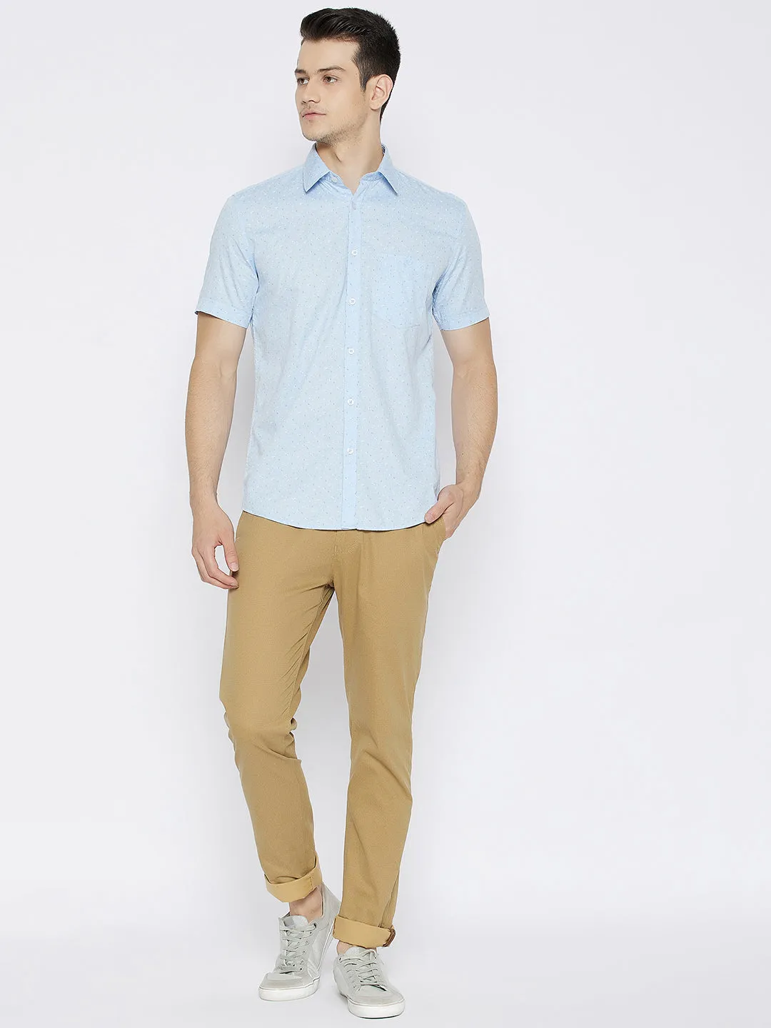 Blue Printed Slim Fit shirt