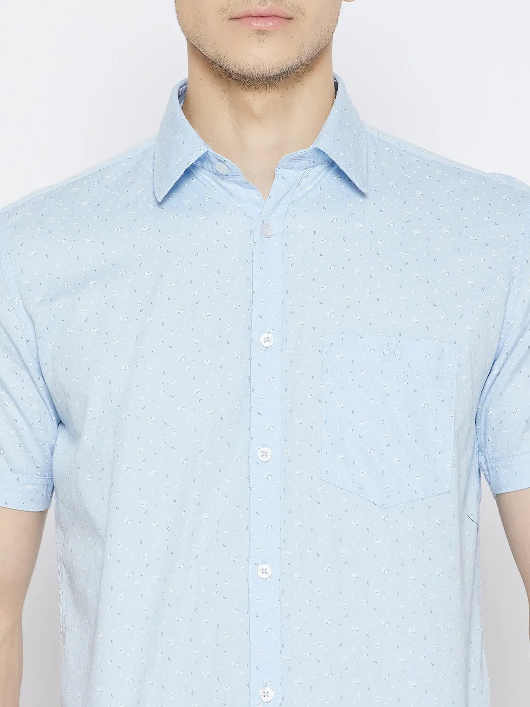 Blue Printed Slim Fit shirt