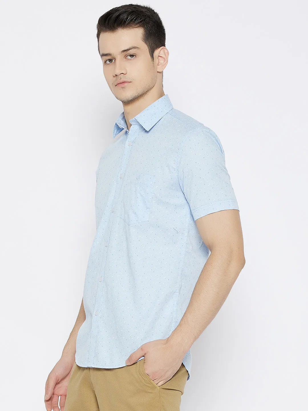 Blue Printed Slim Fit shirt