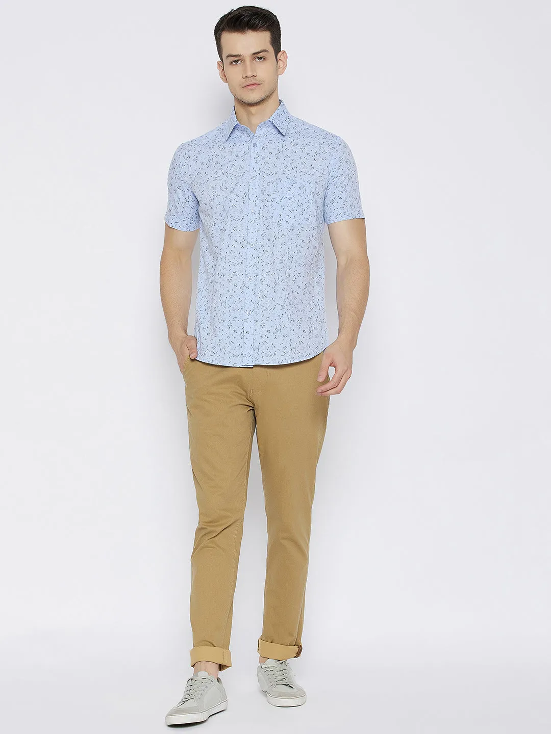 Blue Printed Slim Fit shirt