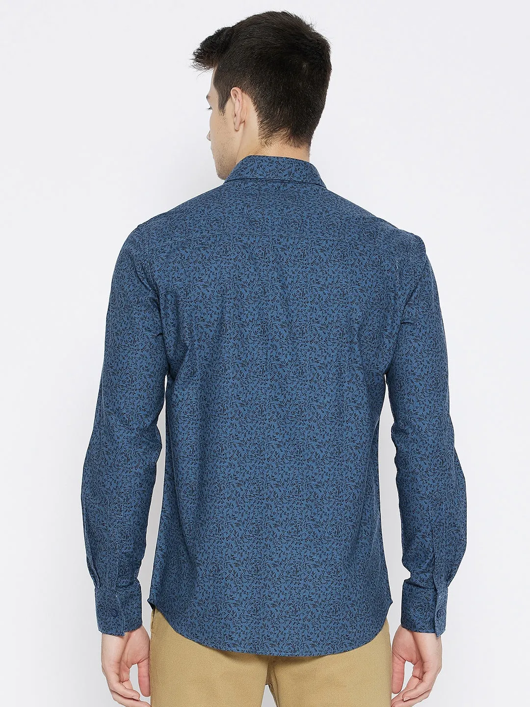Blue Printed Slim Fit shirt