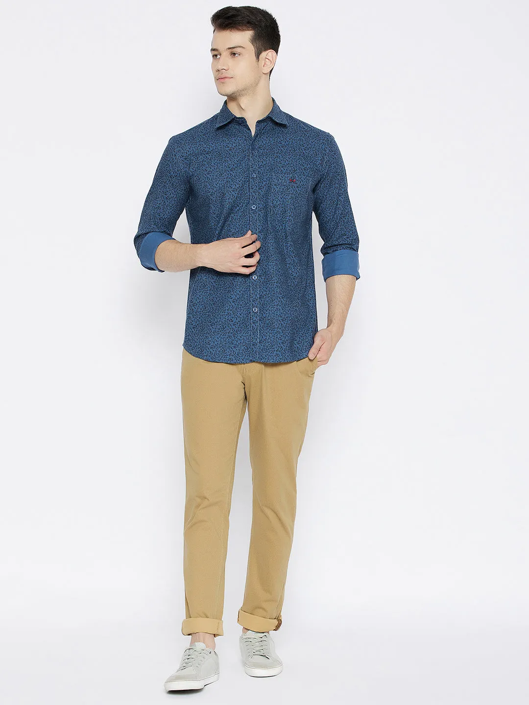 Blue Printed Slim Fit shirt