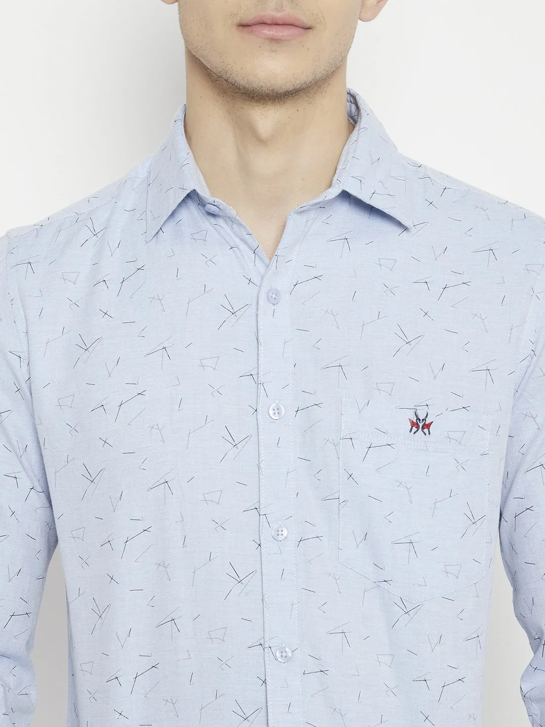 Blue Printed Slim Fit shirt