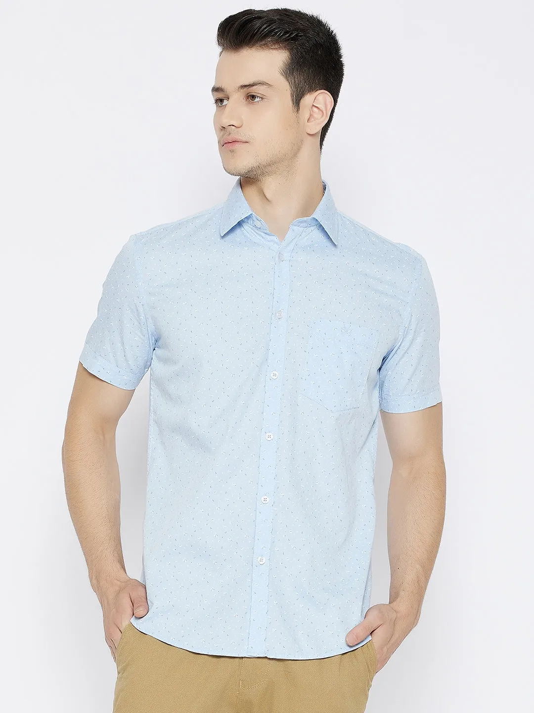 Blue Printed Slim Fit shirt