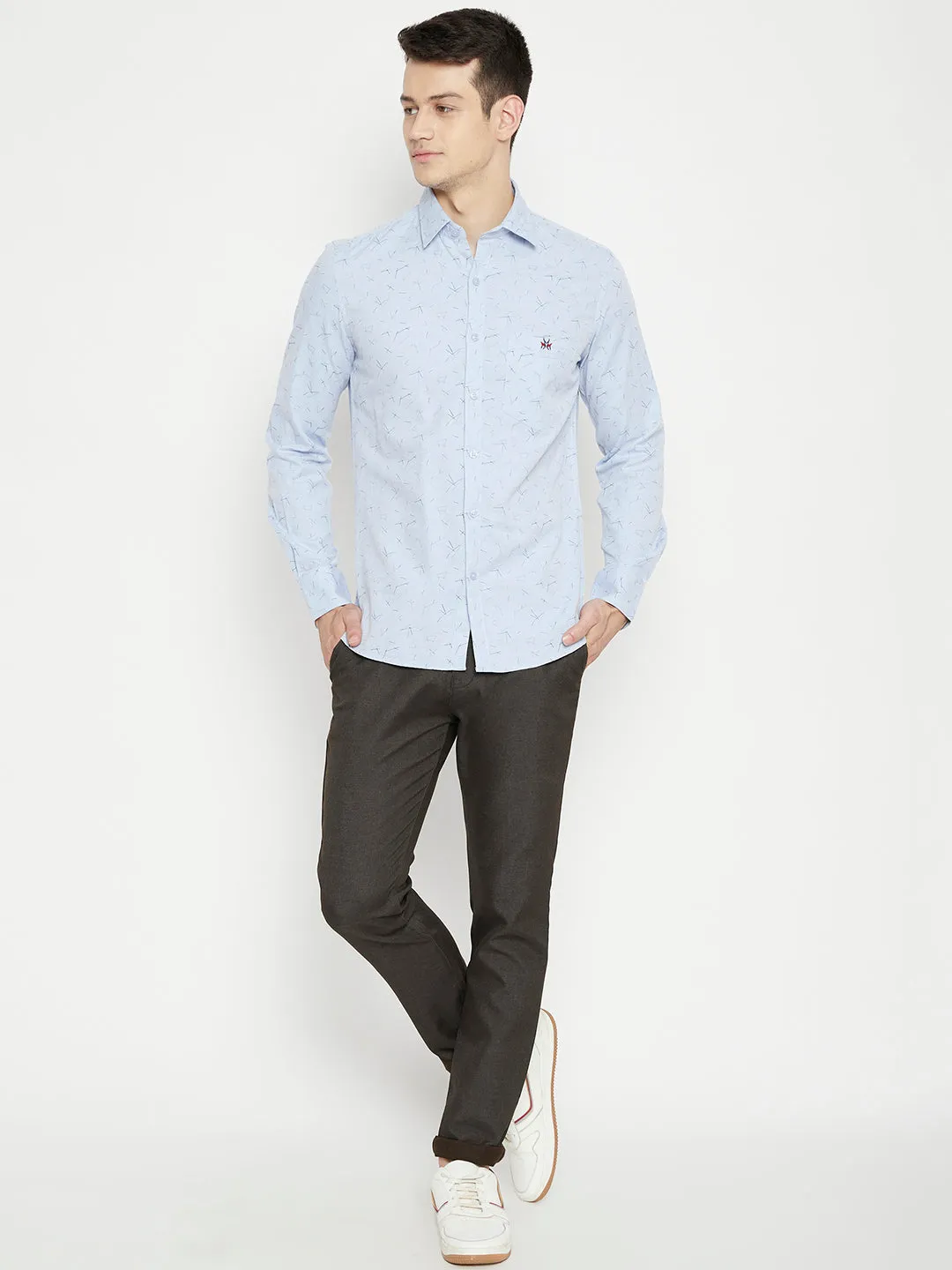 Blue Printed Slim Fit shirt