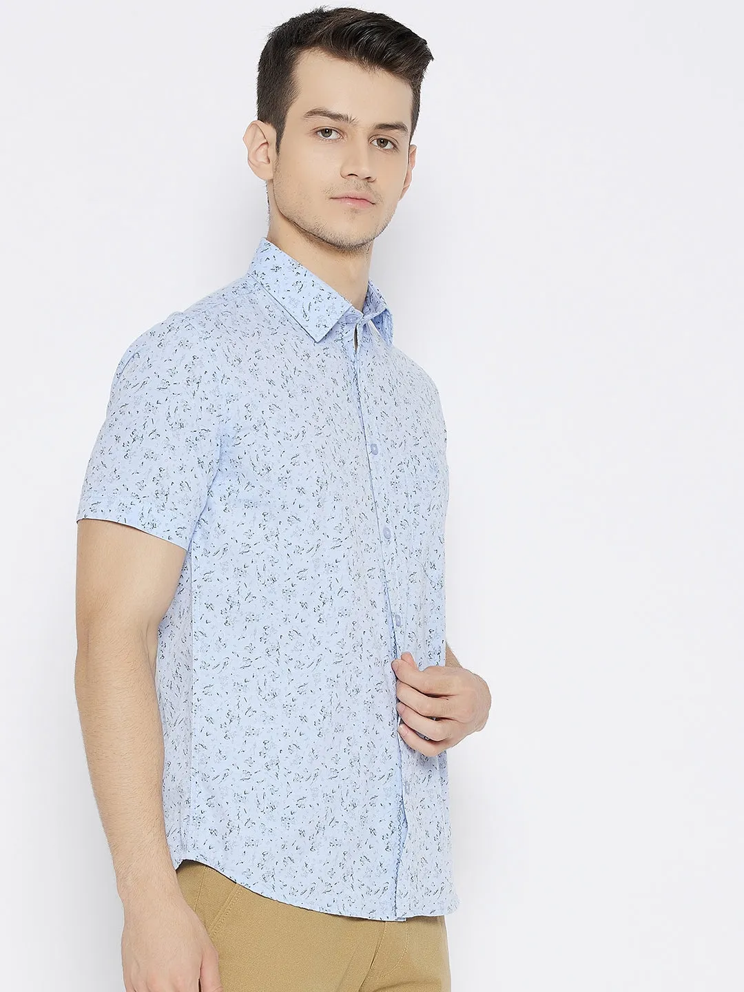 Blue Printed Slim Fit shirt